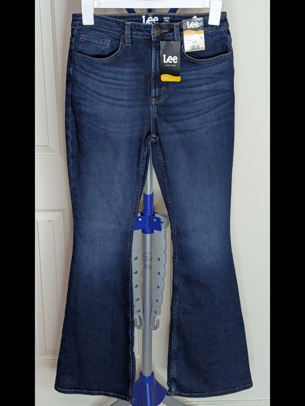 Superb NWT Sz 10 M LEE Hi-Rise Slim Fit Flare Future Blue Stretch Denim Jeans